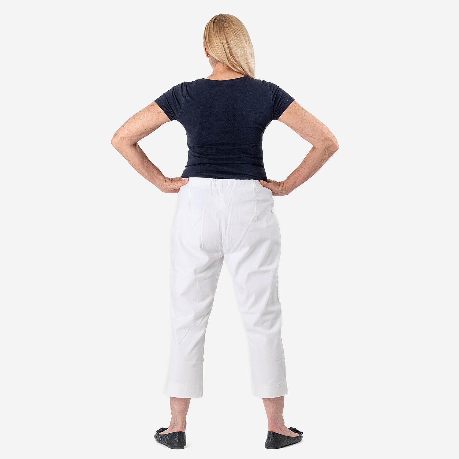 Tamsy White Stretch Twill Capri Jeans for Women - Cropped Fit (Size 22) - White