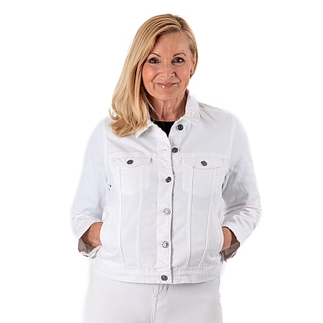 Tamsy Womens Stretch Twill Jacket - Lightweight & Stylish (Size 12) - White