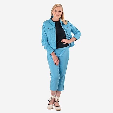 Tamsy Stretch Twill Jacket - Lightweight & Stylish (Size 12) - Turqouise
