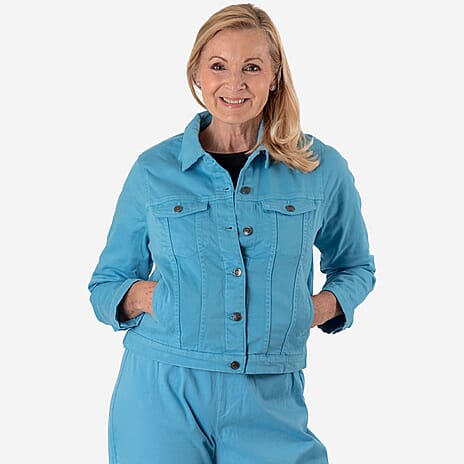 Tamsy Stretch Twill Jacket - Lightweight & Stylish (Size 10) - Turqouise
