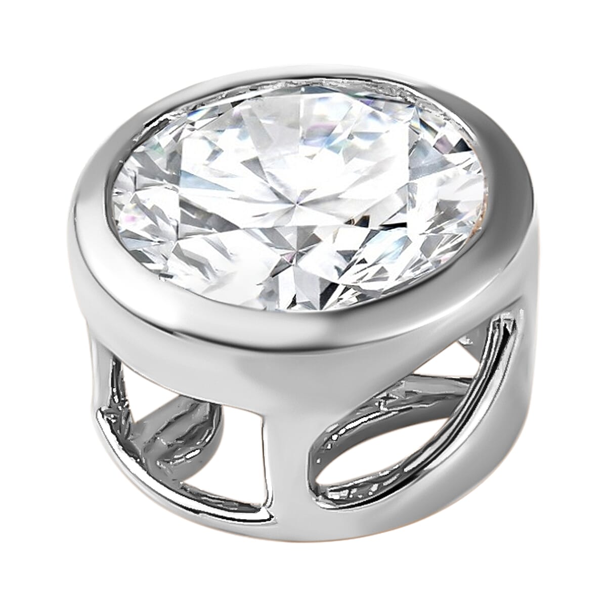 9K White Gold Moissanite Solitaire Circle Pendant 1.17 Ct