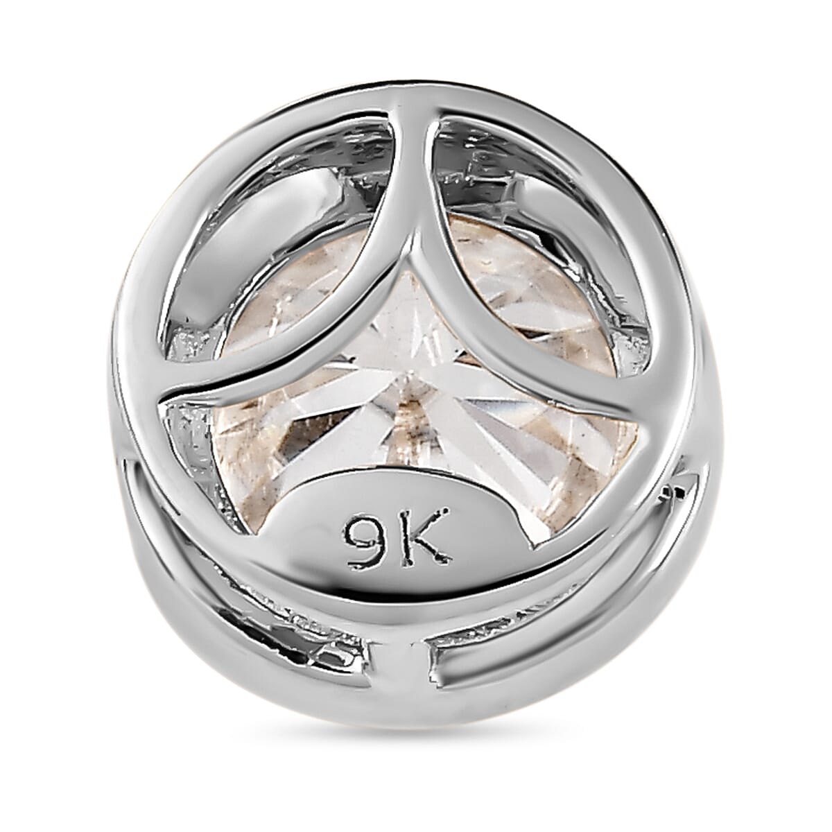 9K White Gold Moissanite Solitaire Circle Pendant 1.17 Ct