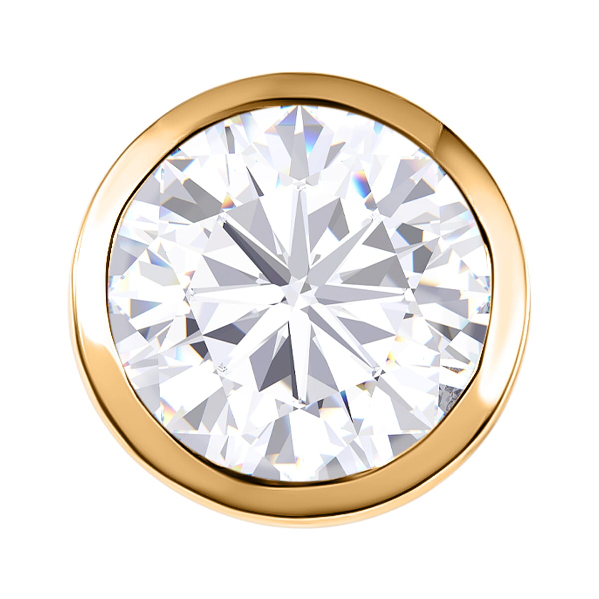 9K Yellow Gold Moissanite Solitaire Circle Pendant 1.17 Ct