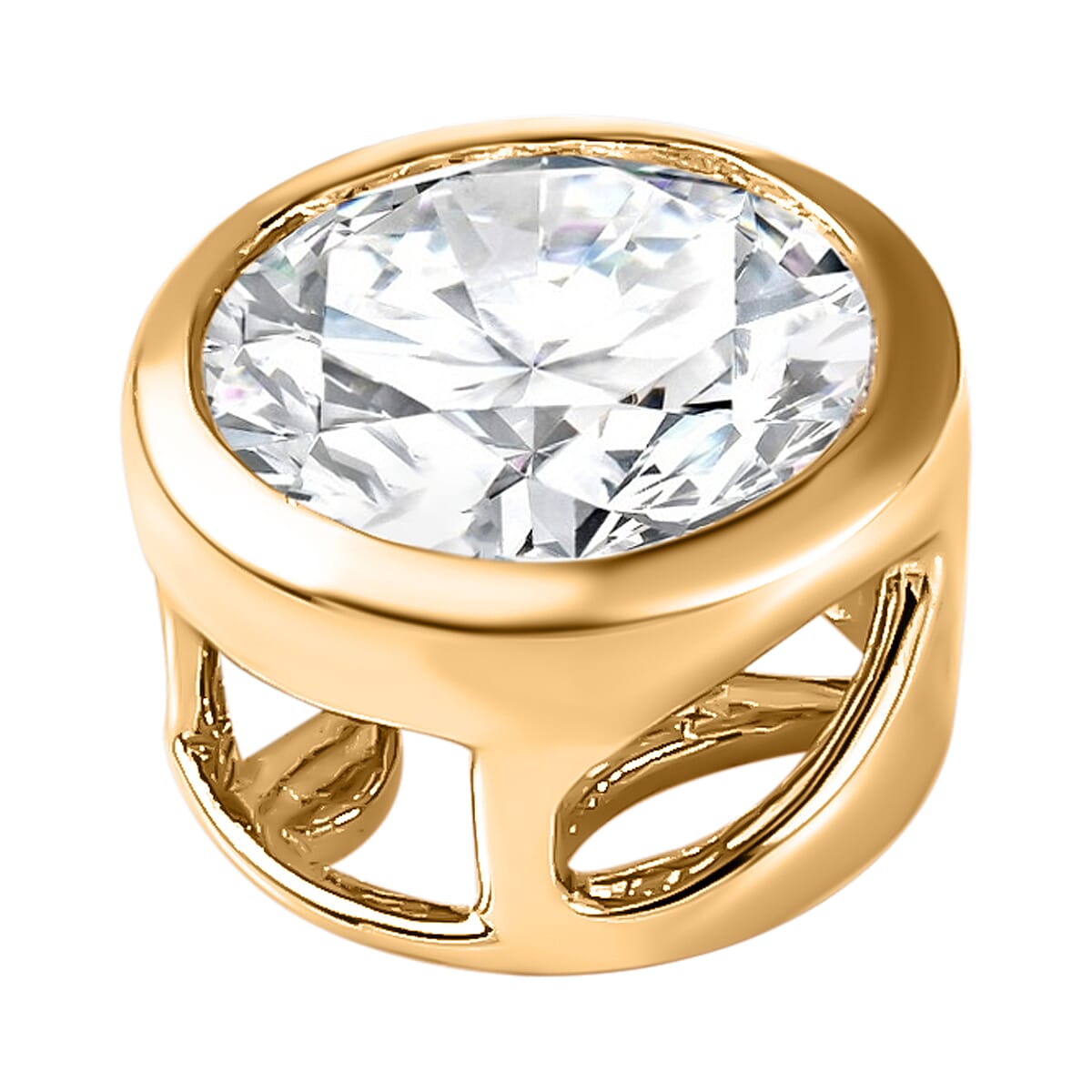 9K Yellow Gold Moissanite Solitaire Circle Pendant 1.17 Ct