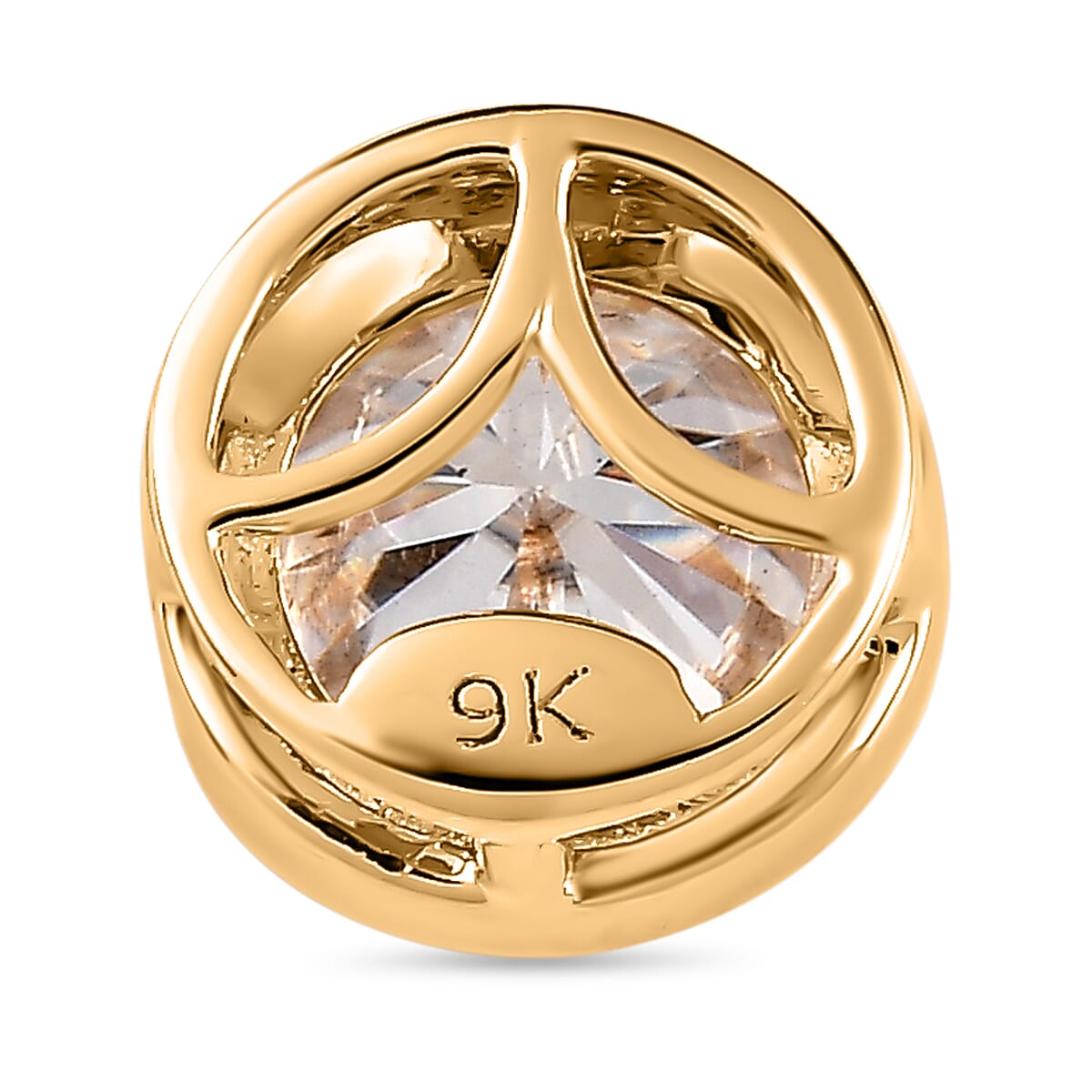 9K Yellow Gold Moissanite Solitaire Circle Pendant 1.17 Ct