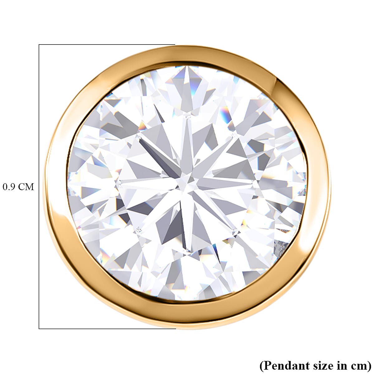 9K Yellow Gold Moissanite Solitaire Circle Pendant 1.17 Ct