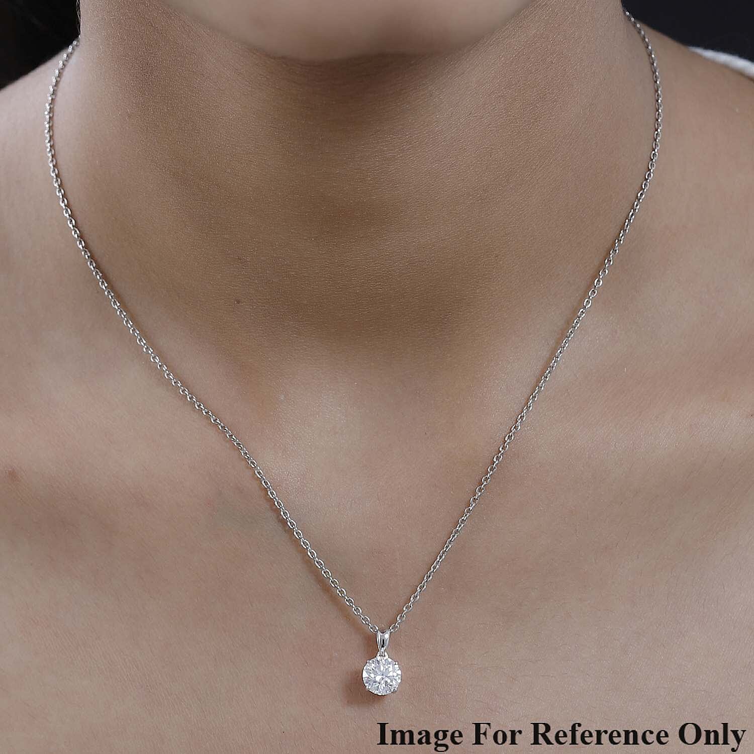  9K White Gold Moissanite Solitaire Pendant 1.17 Ct