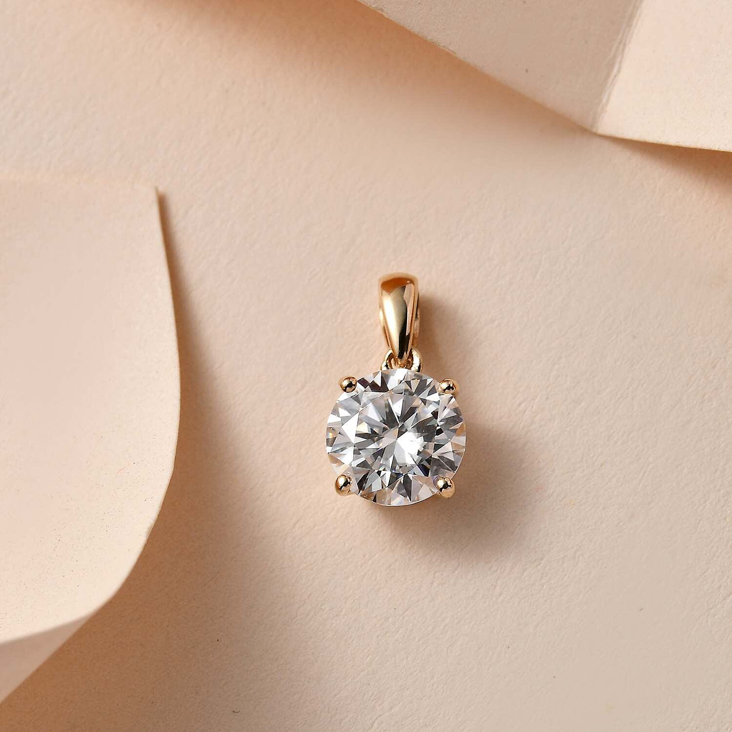 THE AFFORDABLE FIND - 9K Yellow Gold Moissanite Solitaire Pendant 1.22 Ct.