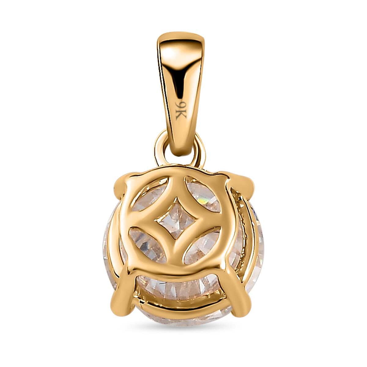 THE AFFORDABLE FIND - 9K Yellow Gold Moissanite Solitaire Pendant 1.22 Ct.