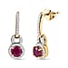 9K Yellow Gold African Ruby & Moissanite Earrings 1.82 Ct.
