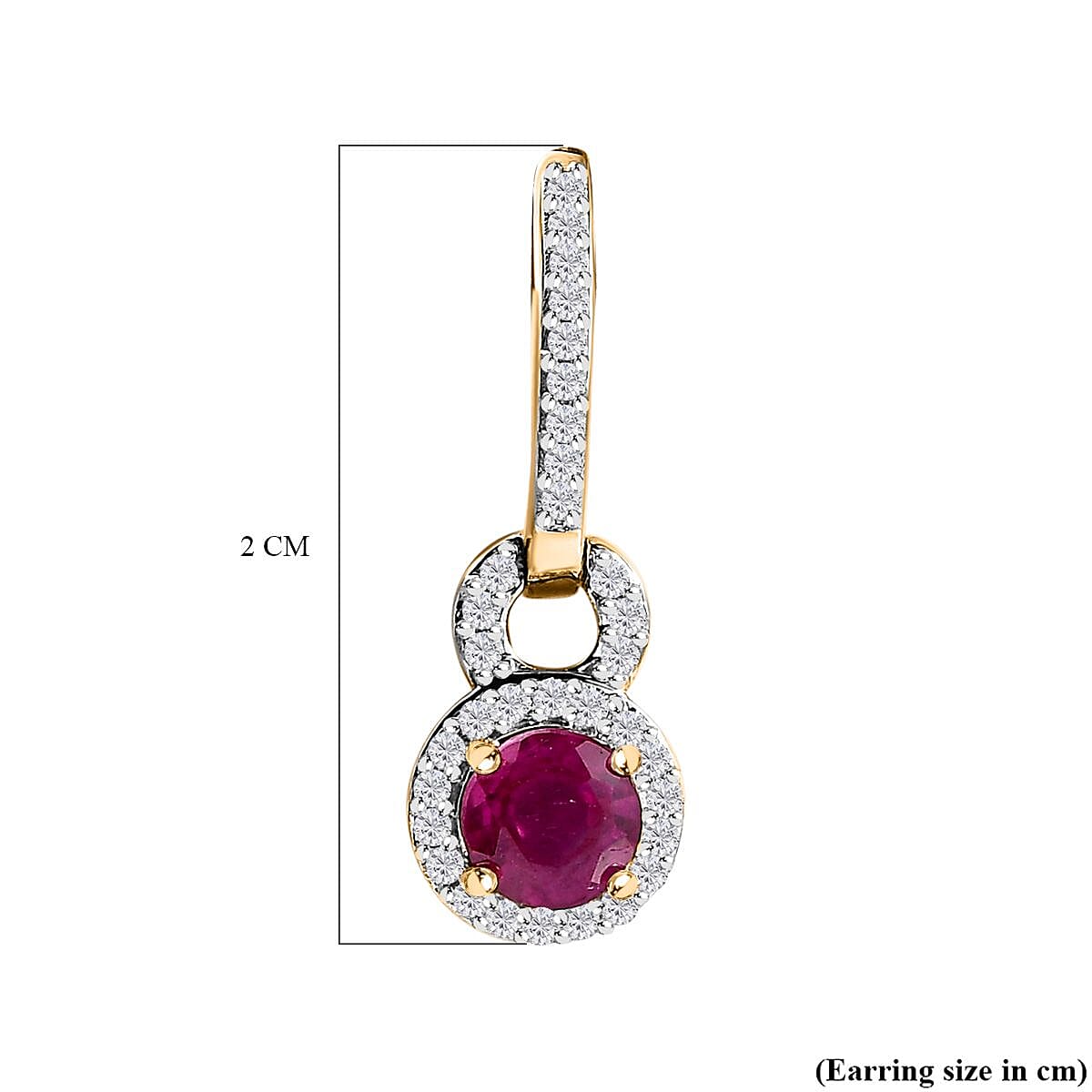 9K Yellow Gold African Ruby & Moissanite Earrings 1.82 Ct.
