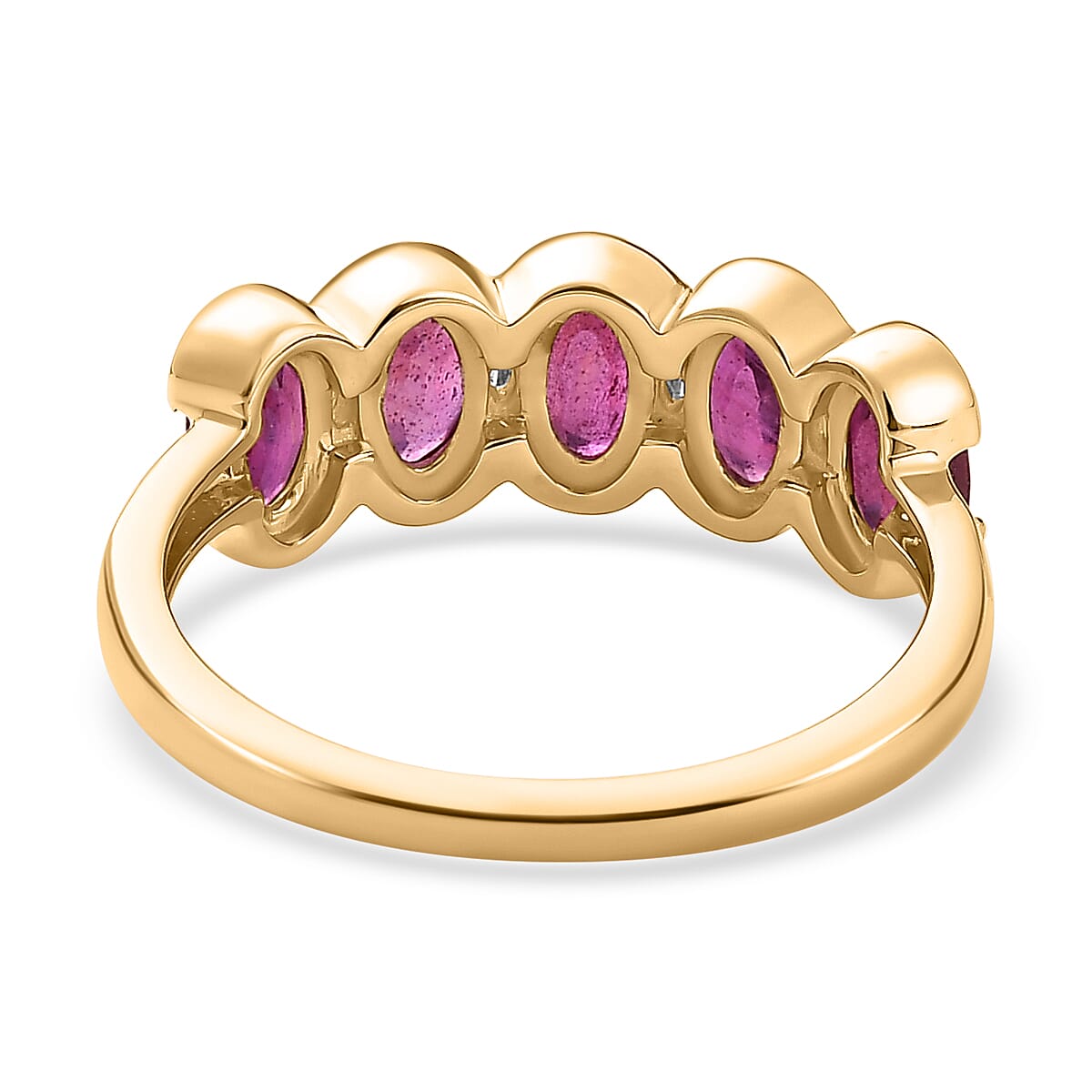 9K Yellow Gold African Ruby & Moissanite Band Ring 1.81 Ct