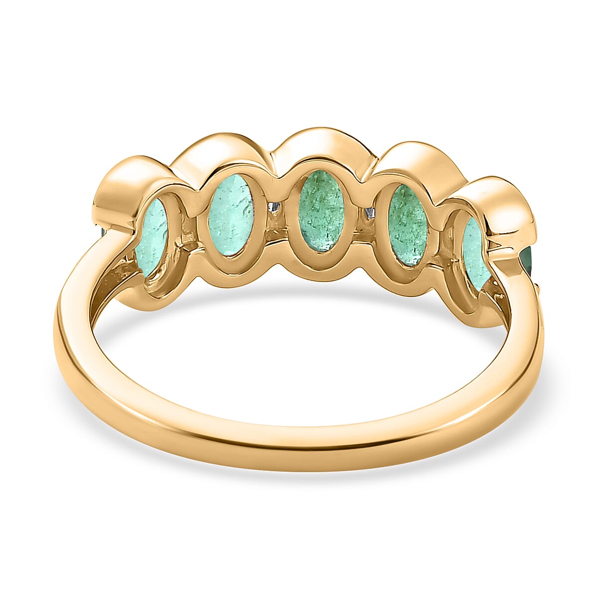 9K Yellow Gold Emerald & Moissanite Band Ring 1.15 Ct