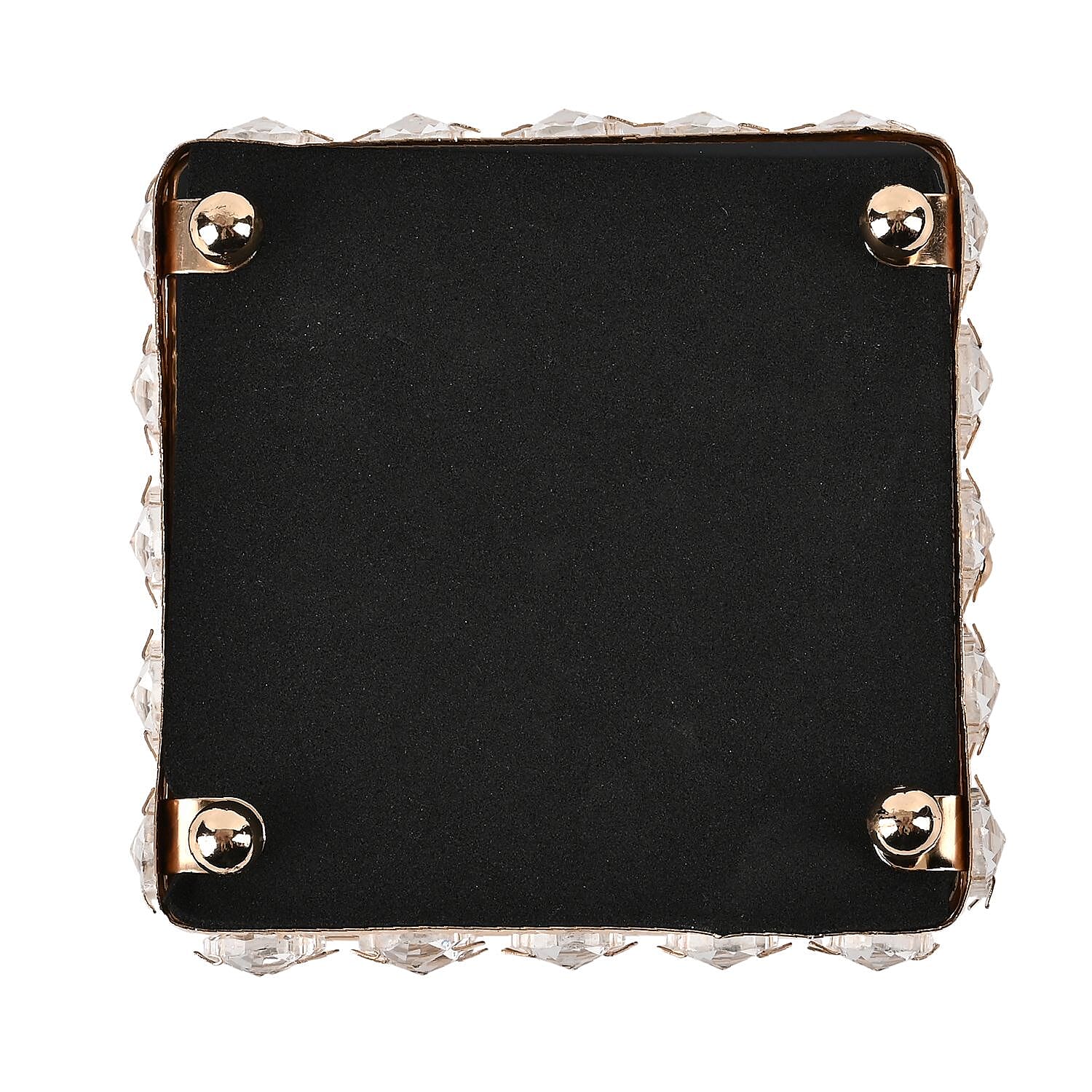 Square Crystal Studded Trinket Box (Size 10x10x9 cm) - Gold