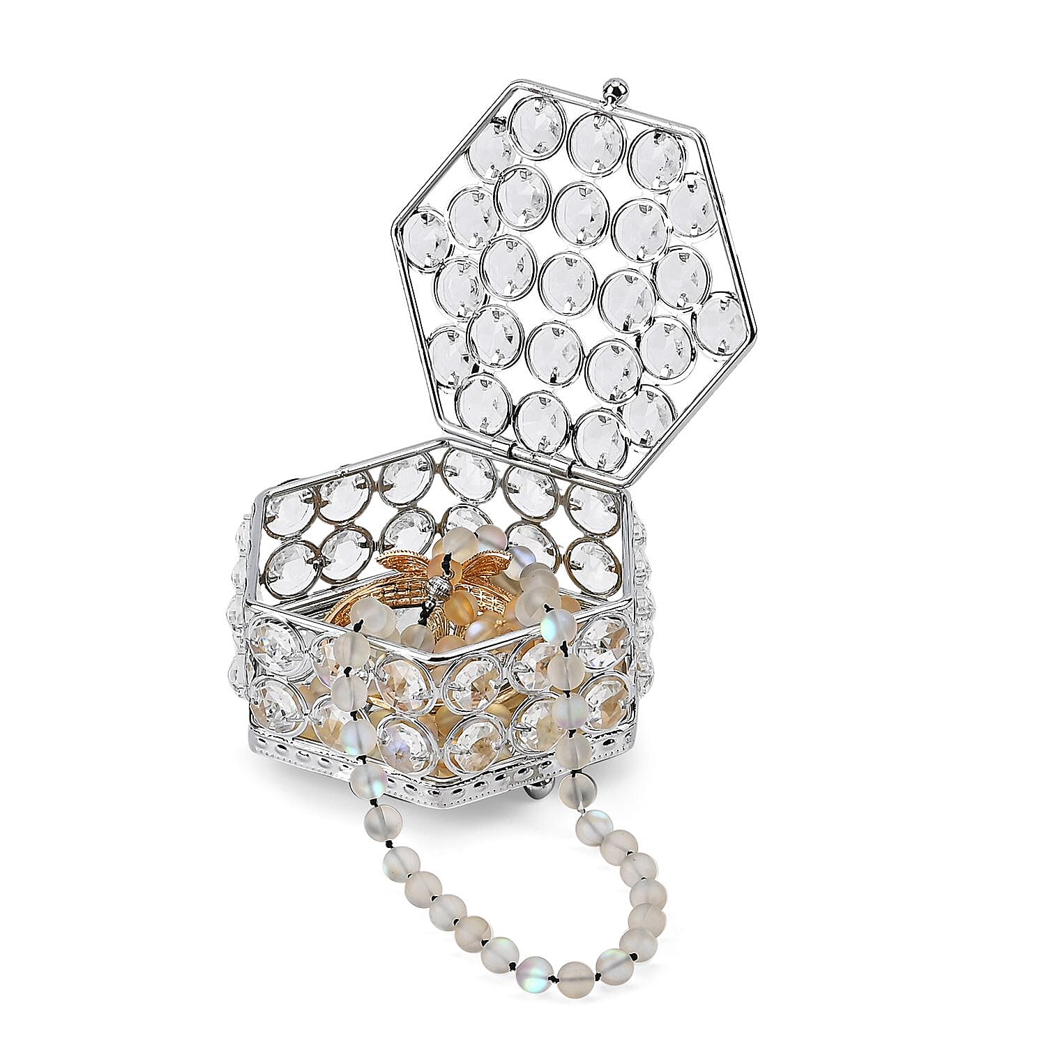 Patterned Jewellery Box (Size 12x12x7 cm) - Silver