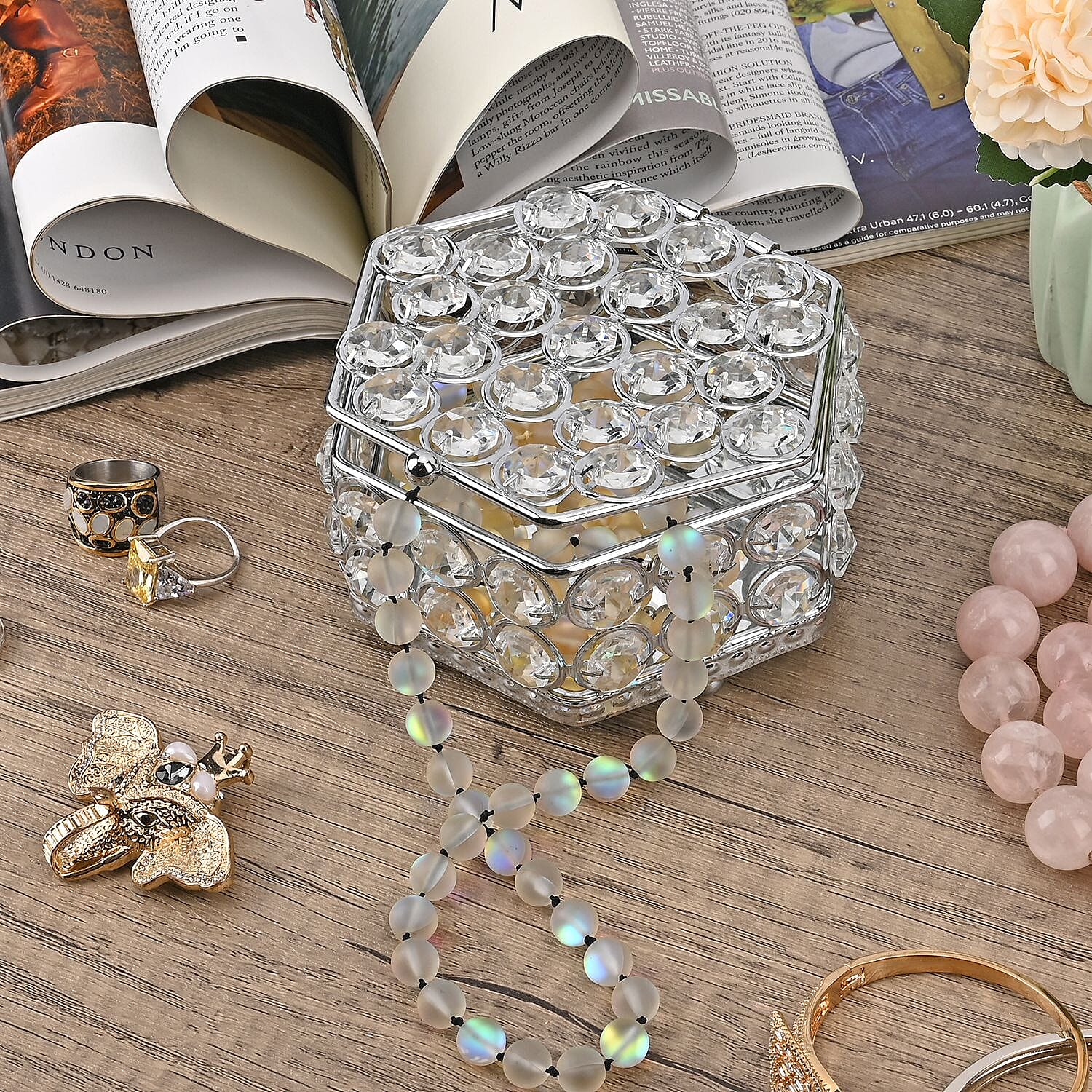 Patterned Jewellery Box (Size 12x12x7 cm) - Silver