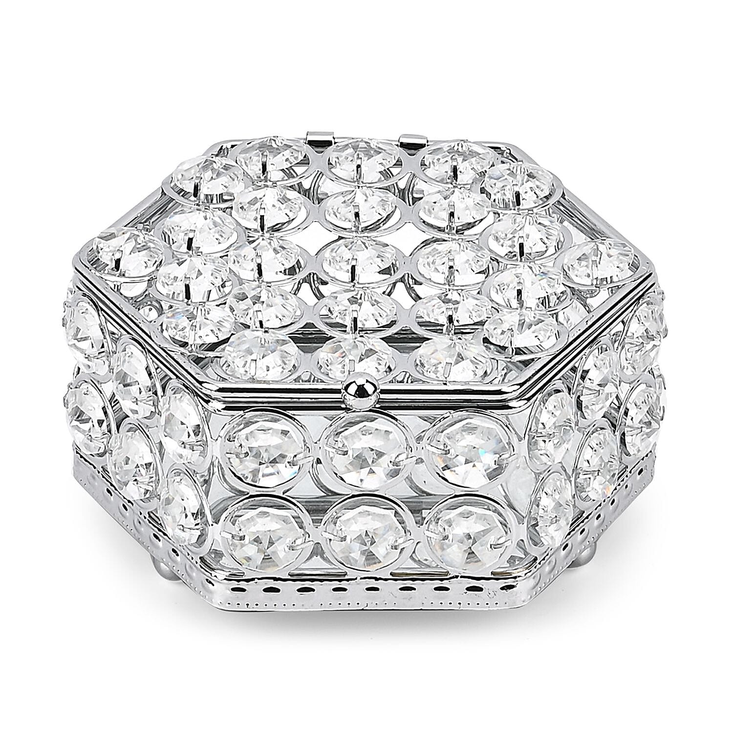 Patterned Jewellery Box (Size 12x12x7 cm) - Silver