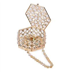 Hexagon Crystal Studded Trinket Box (Size 10x10x9 cm) - Silver