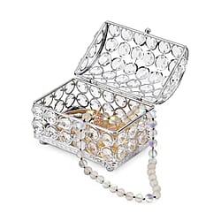 Exquisite Arch Design Sparkling Crystal Jewellery Box With a Gorgeous Mirrored Base (Size 13x9x8 cm) - Gold