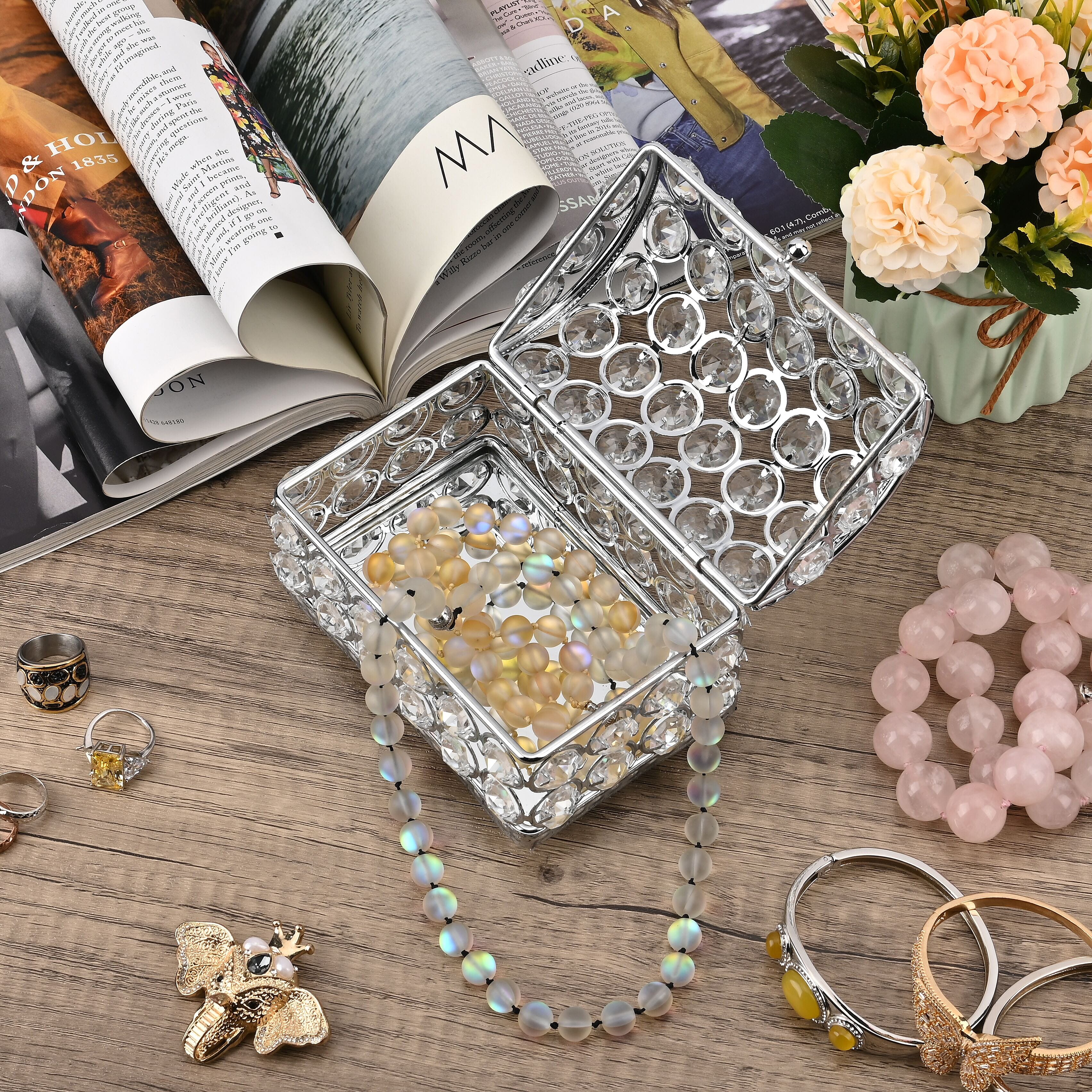 Patterned Jewellery Box (Size 13x8x9 ) - Silver