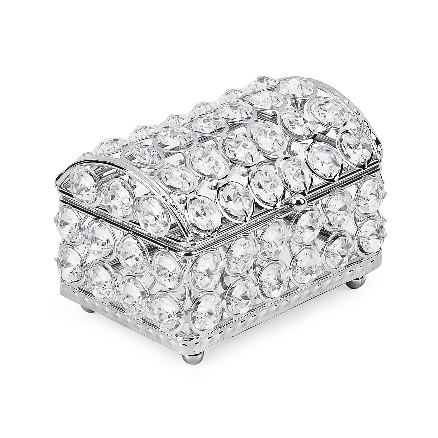 Patterned Jewellery Box (Size 13x8x9 ) - Silver