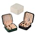 Set of 3 Jewellery Box With Soft Velvet Interior & 3 Hooks (Size 10x10x5 cm) - Black, White & Green
