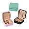 Set of 3 Leatherette Jewellery Box With Soft Velvet Interior & 3 Hooks (Size 10x10x5 cm) - Pink, Blue & Black