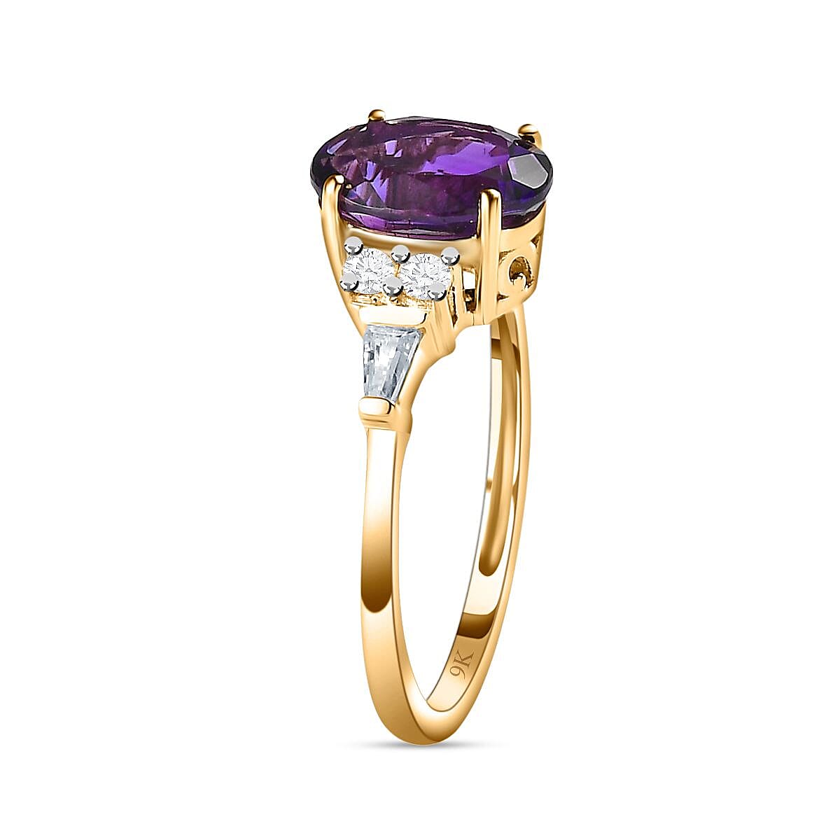 9K Yellow Gold Moroccan Amethyst Ring 2.03 Ct
