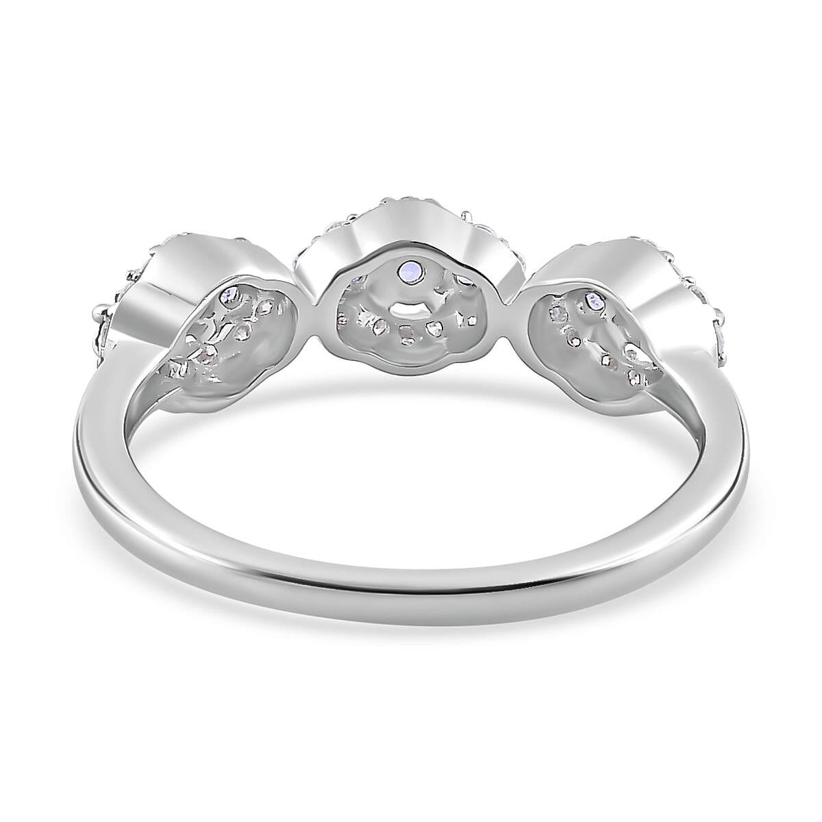 9K Gold  AA   Tanzanite,  Moissanite  Main Stone With Side Stone Ring  