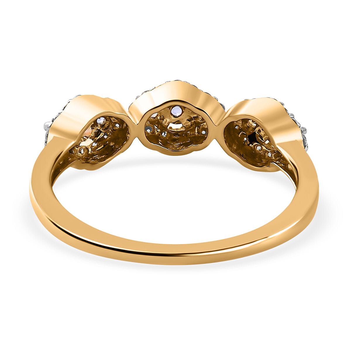 9K Gold  AA   Tanzanite,  Moissanite  Main Stone With Side Stone Ring  