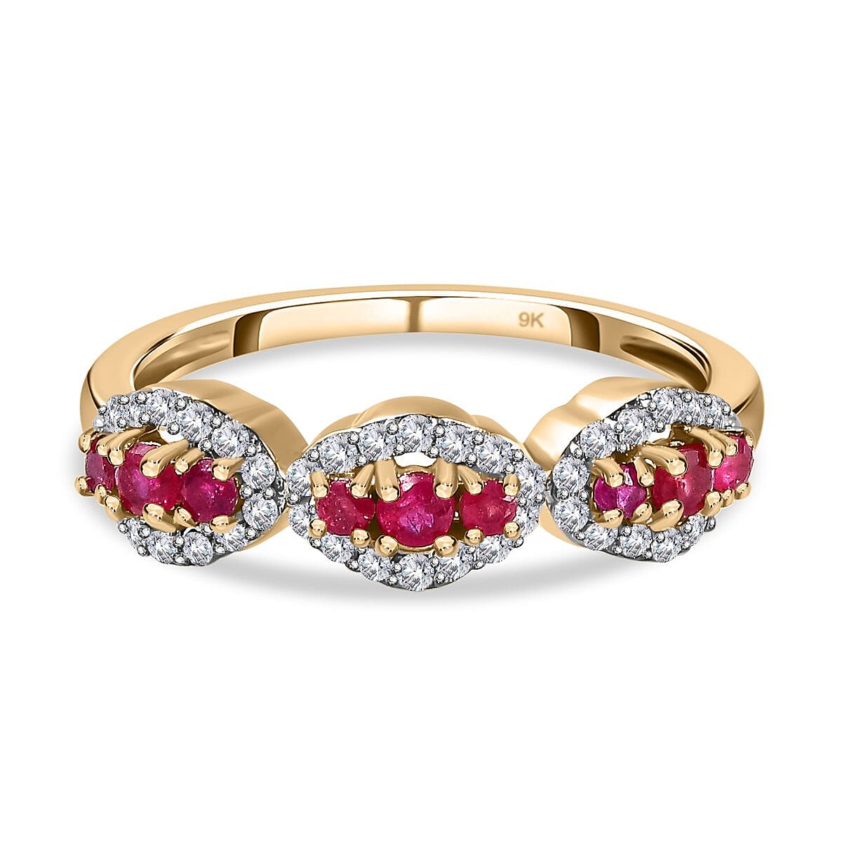 9K Yellow Gold African Ruby & Moissanite Ring