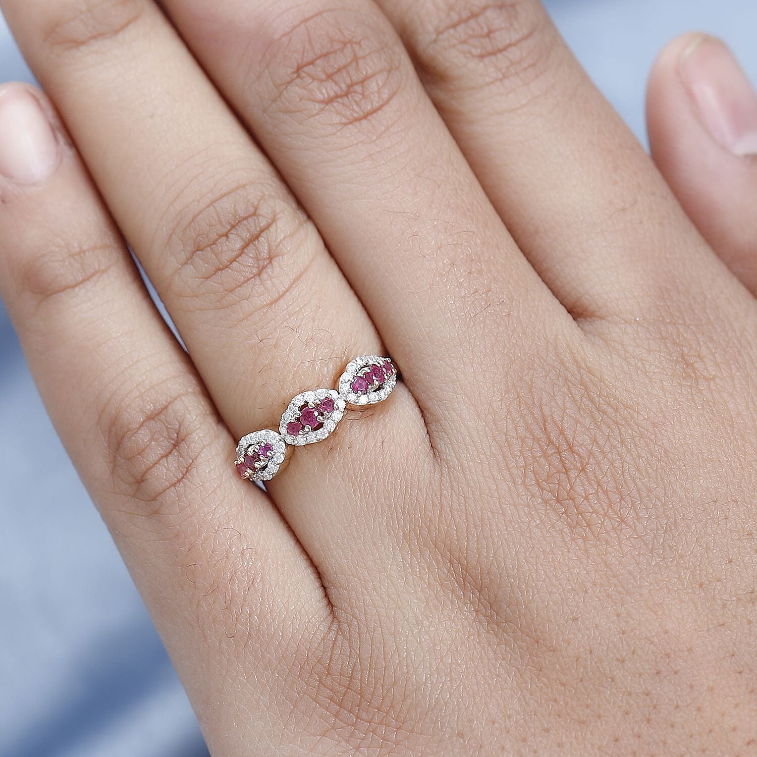 9K Yellow Gold African Ruby & Moissanite Ring