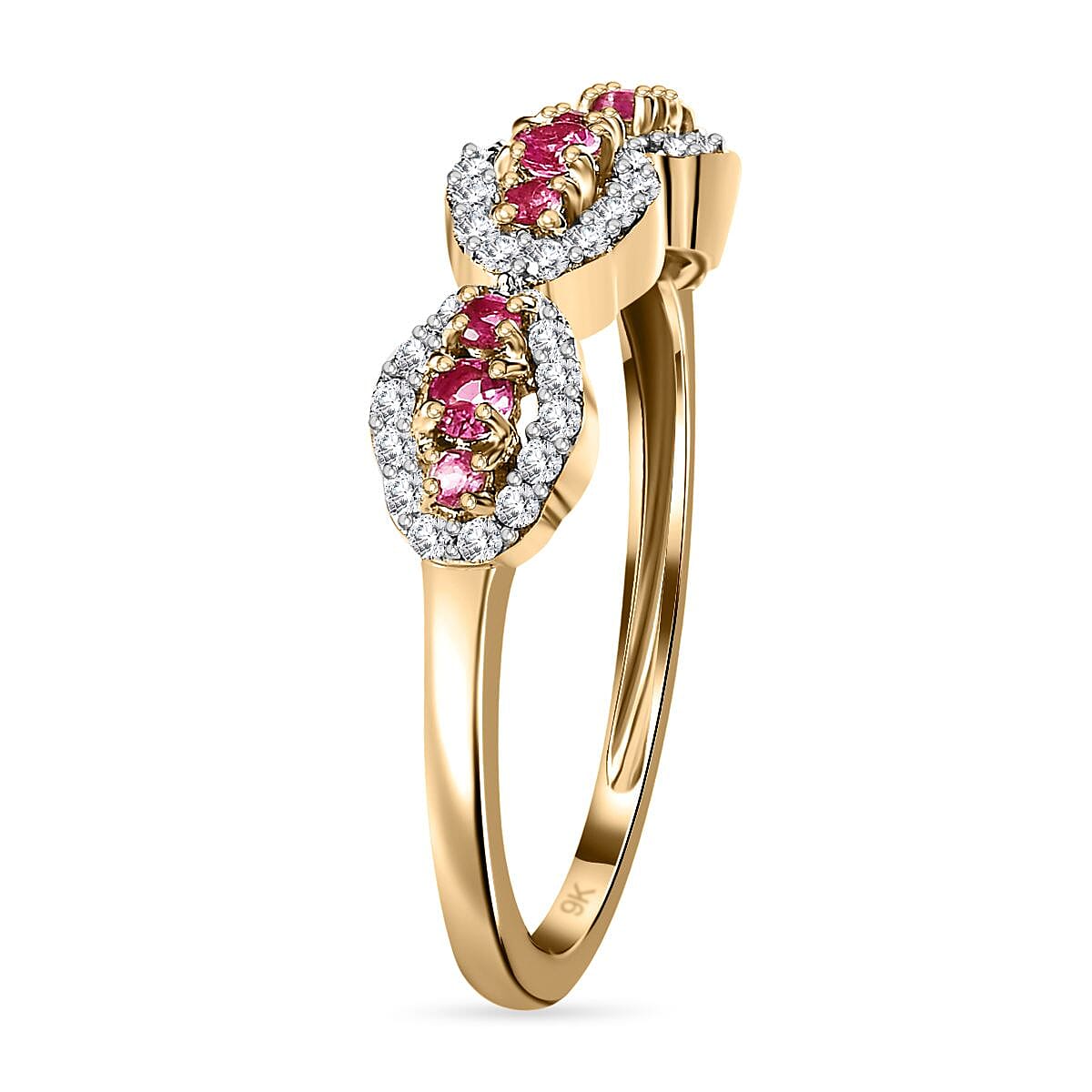 9K Yellow Gold African Ruby & Moissanite Ring