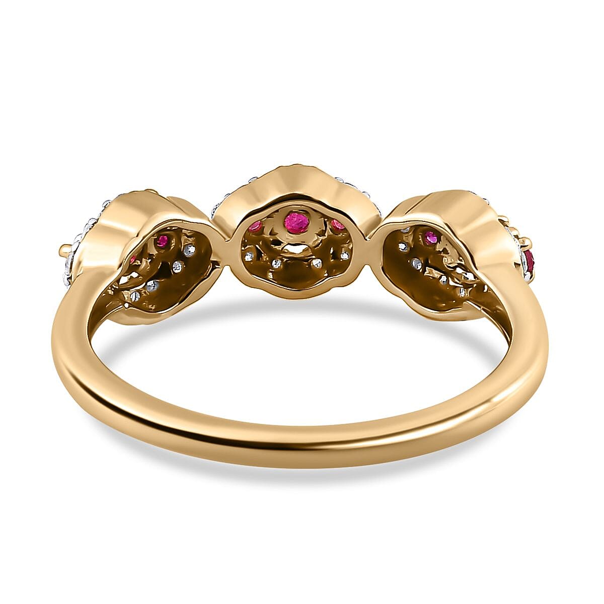 9K Yellow Gold African Ruby & Moissanite Ring