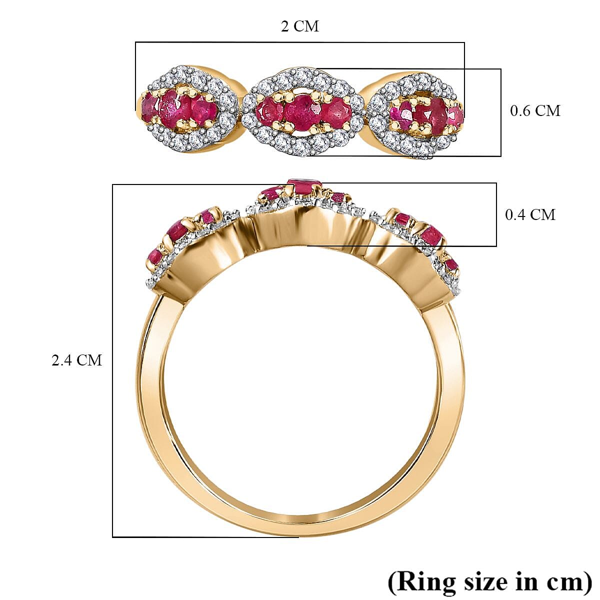9K Yellow Gold African Ruby & Moissanite Ring