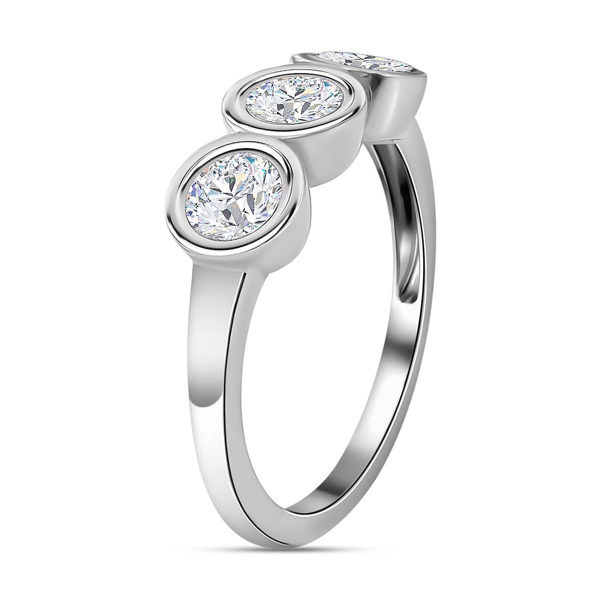 9K Gold Moissanite 3 Stone Ring