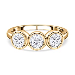 9K Gold Moissanite 3 Stone Ring