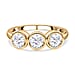 9K Gold Moissanite 3 Stone Ring