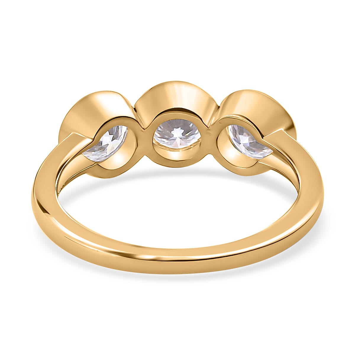 9K Gold Moissanite 3 Stone Ring