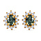 9K Yellow Gold Yellow Sapphire & Natural Zircon Floral Stud Earrings