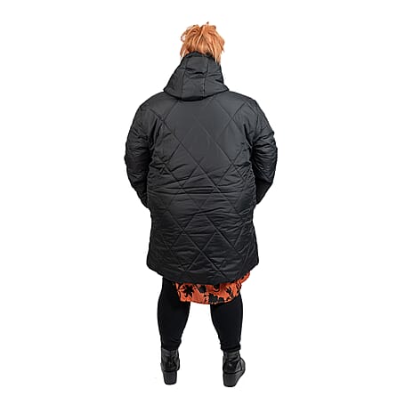 Brave Soul Long Diamond Quilted Coat (Size 18) - Black