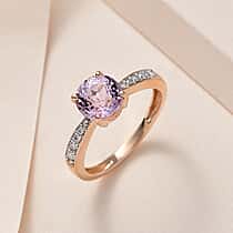 9K Rose Gold Kunzite & Moissanite Ring 1.90 Ct