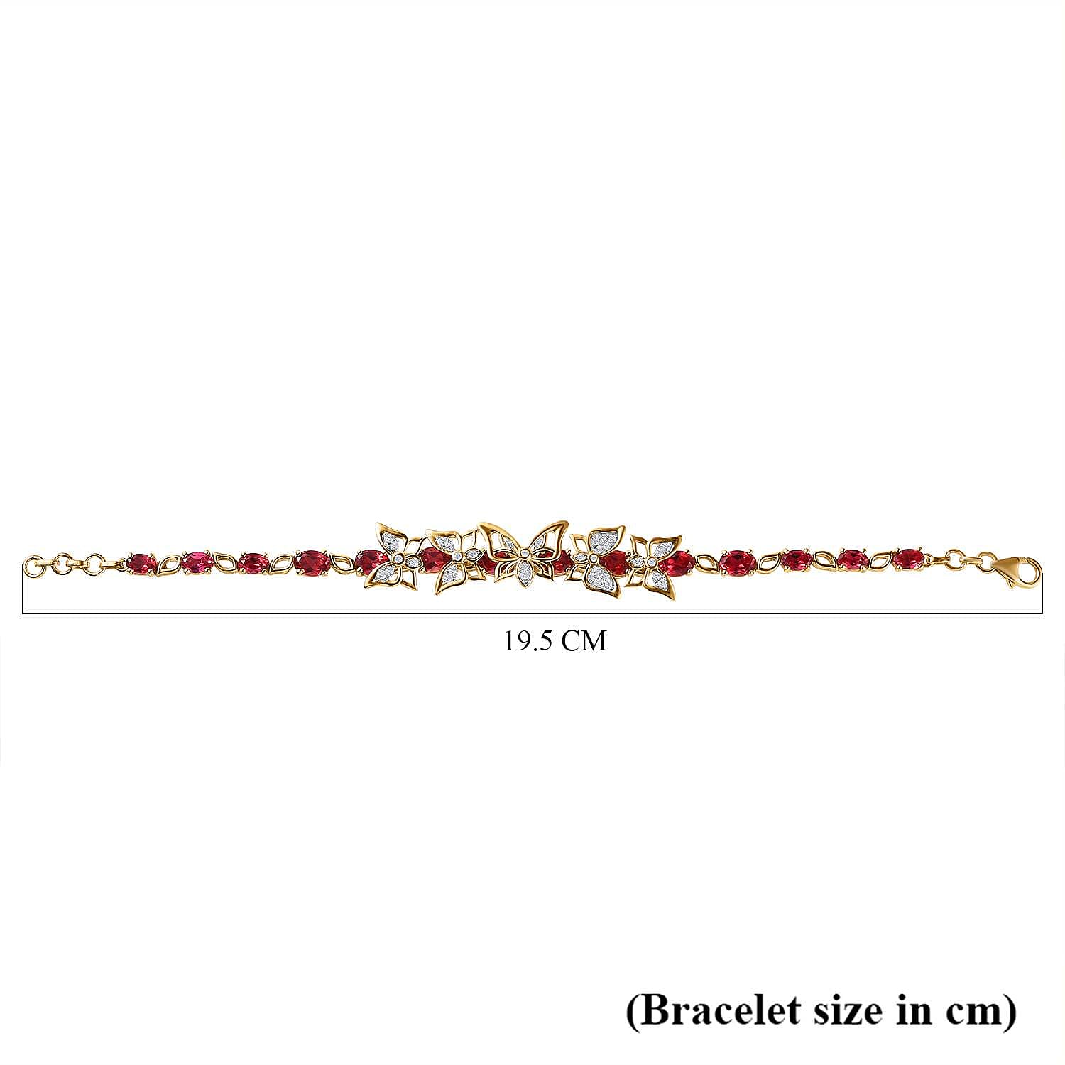 GP Italian Garden Collection -Lab Created Padparadscha Sapphire and Zircon Bracelet  (Size - 7.5) in 18K Vermeil YG Plated Sterling Silver 12.50 Ct, Silver Wt. 14.10 Gms