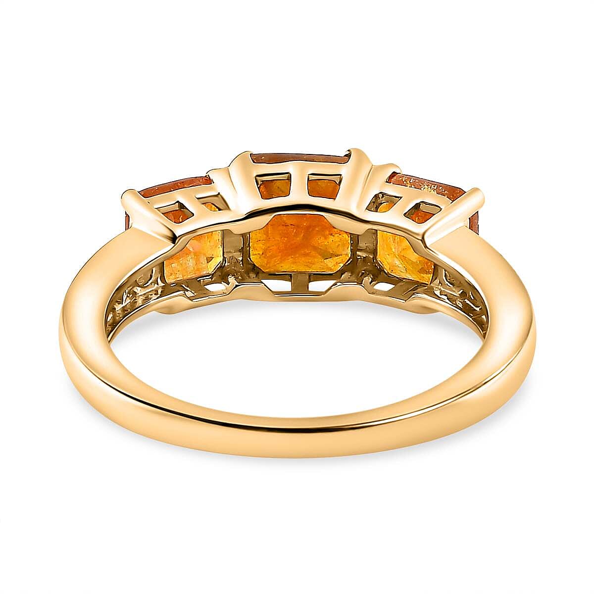 9K Yellow Gold  AA  Yellow Sapphire ,  Moissanite  Main Stone With Side Stone Ring   Gold Wt. 2.53 Gms  3.350  Ct.