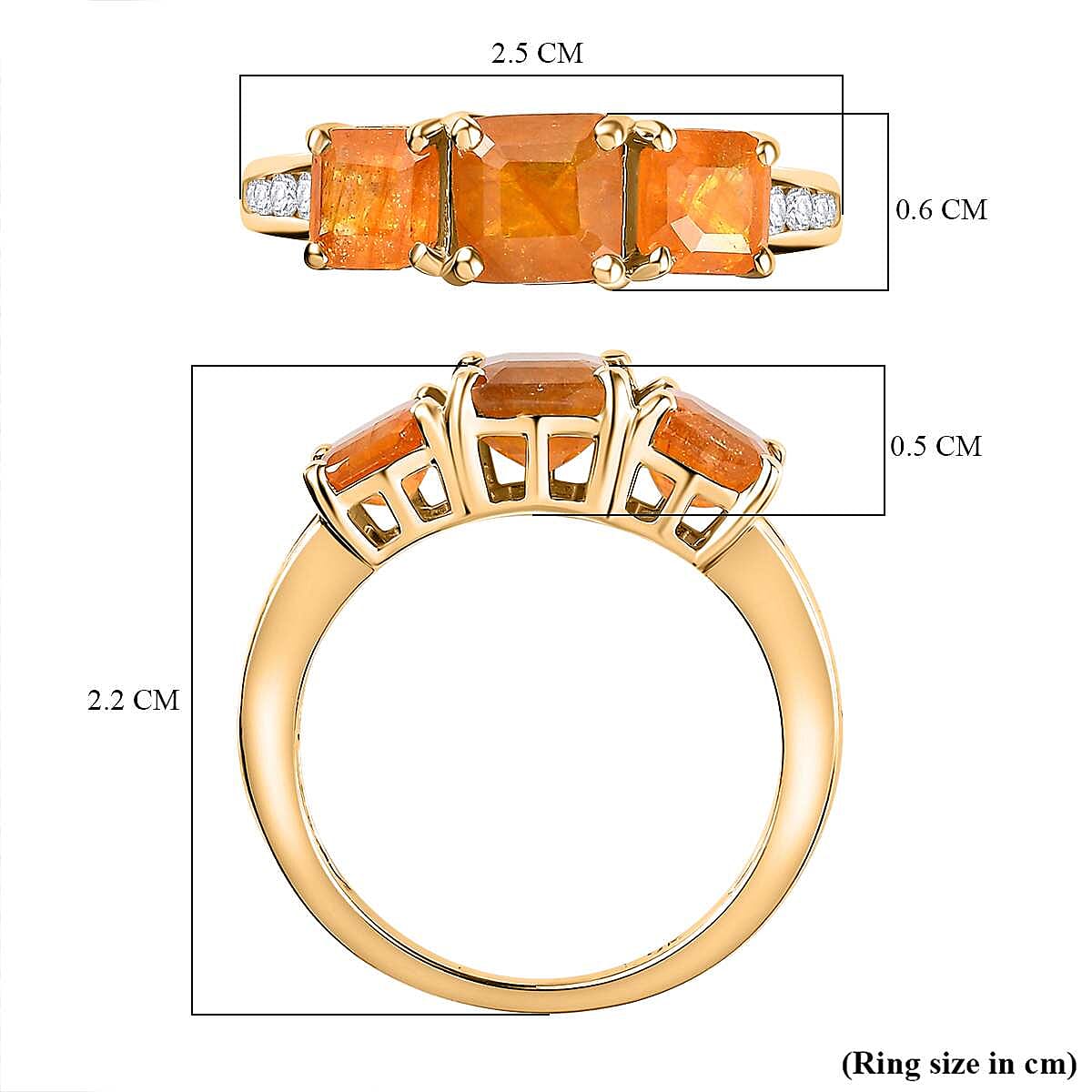 9K Yellow Gold  AA  Yellow Sapphire ,  Moissanite  Main Stone With Side Stone Ring   Gold Wt. 2.53 Gms  3.350  Ct.