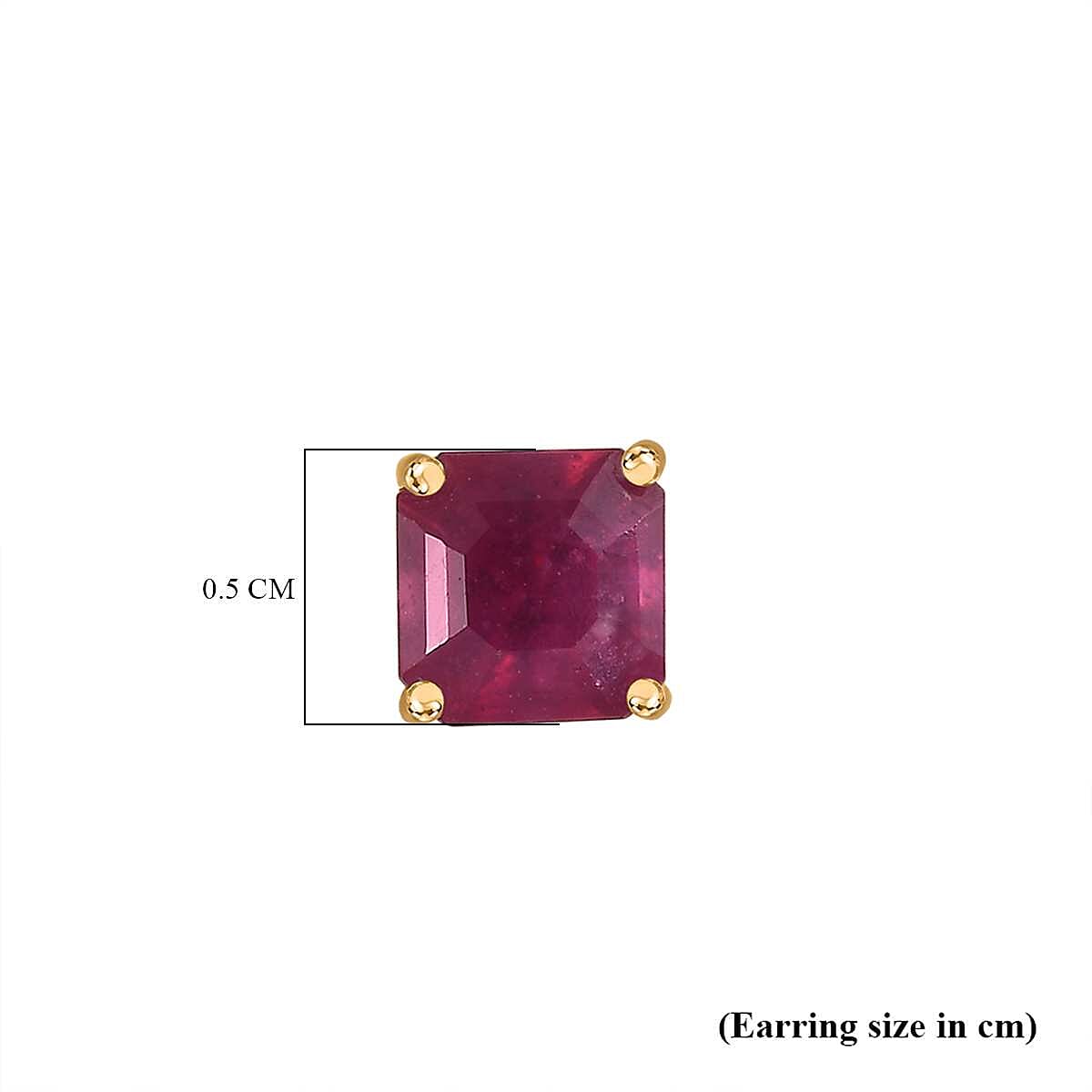 9K Yellow Gold African Ruby Earring with Push Back 2.02 Ct. 9K Yellow Gold African Ruby Earring with Push Back 2.02 Ct.