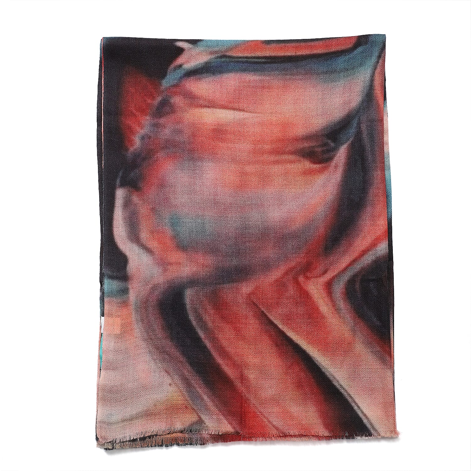 La Marey 100% Cashmere Printed Pashmina Woolen Scarf with Gift Box (Size 190x70cm) - Orange & Blue