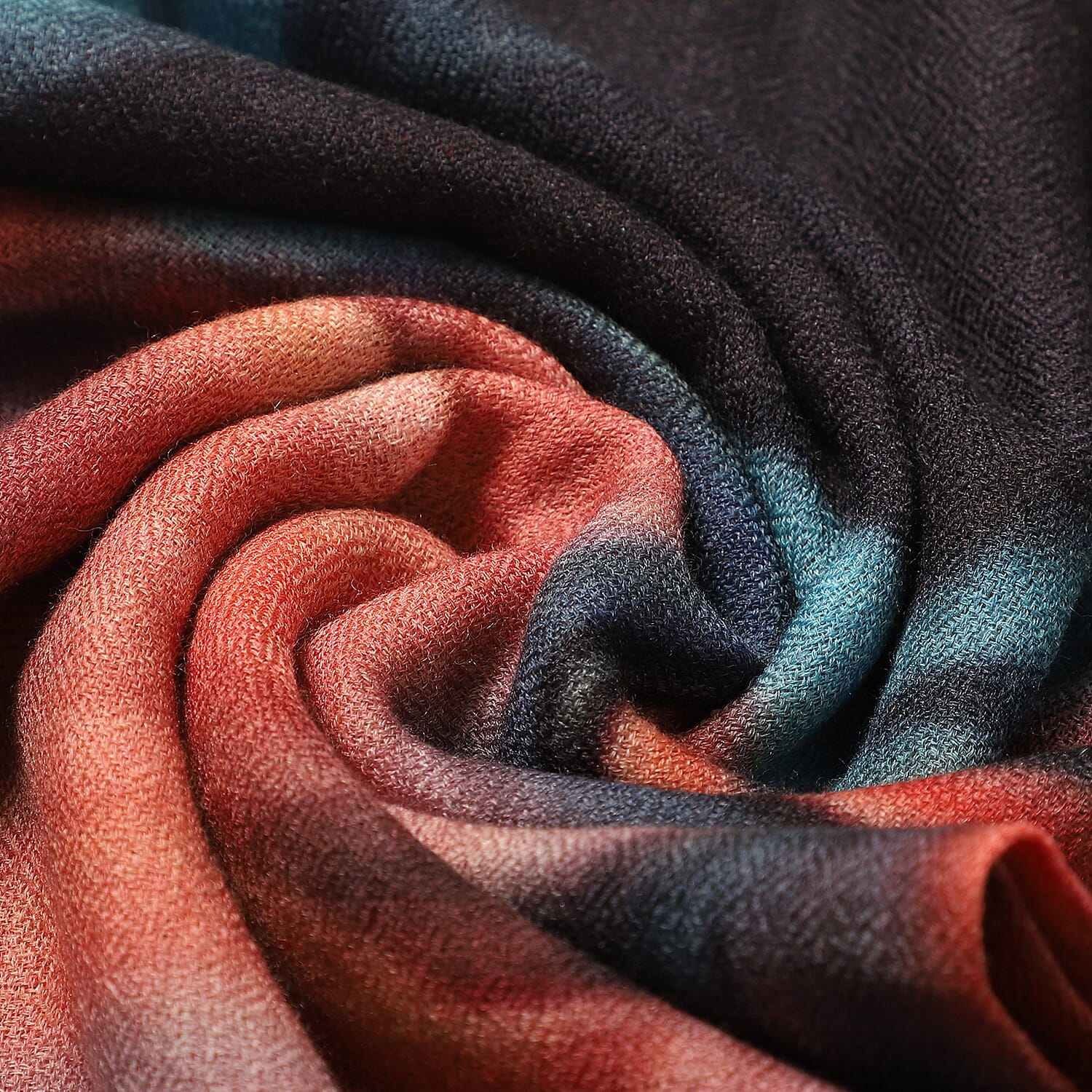 La Marey 100% Cashmere Printed Pashmina Woolen Scarf with Gift Box (Size 190x70cm) - Orange & Blue