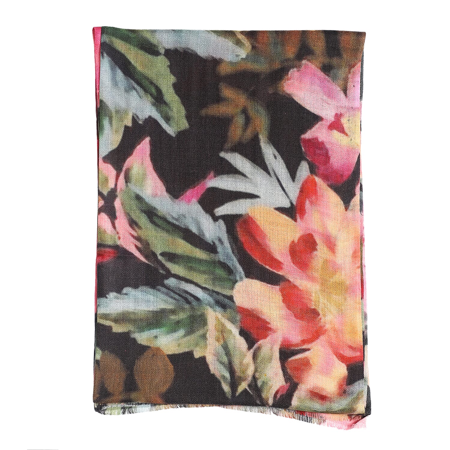 La Marey 100% Cashmere Printed Pashmina Woolen Scarf with Gift Box (Size 190x70cm) - Pink & Yellow