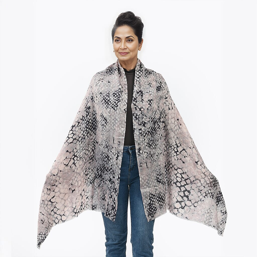 La Marey 100% Cashmere Printed Pashmina Woolen Scarf with Gift Box (Size 190x70cm) - Dusky Pink